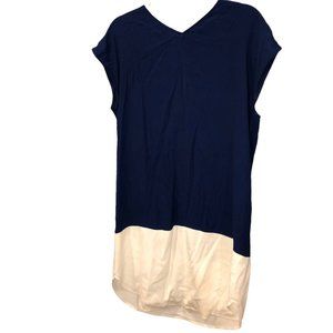 madewell Summer blue cream nautical color block dolman sleeveless caftan dress M